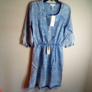 Nwt Design History acid wash embroidered dress